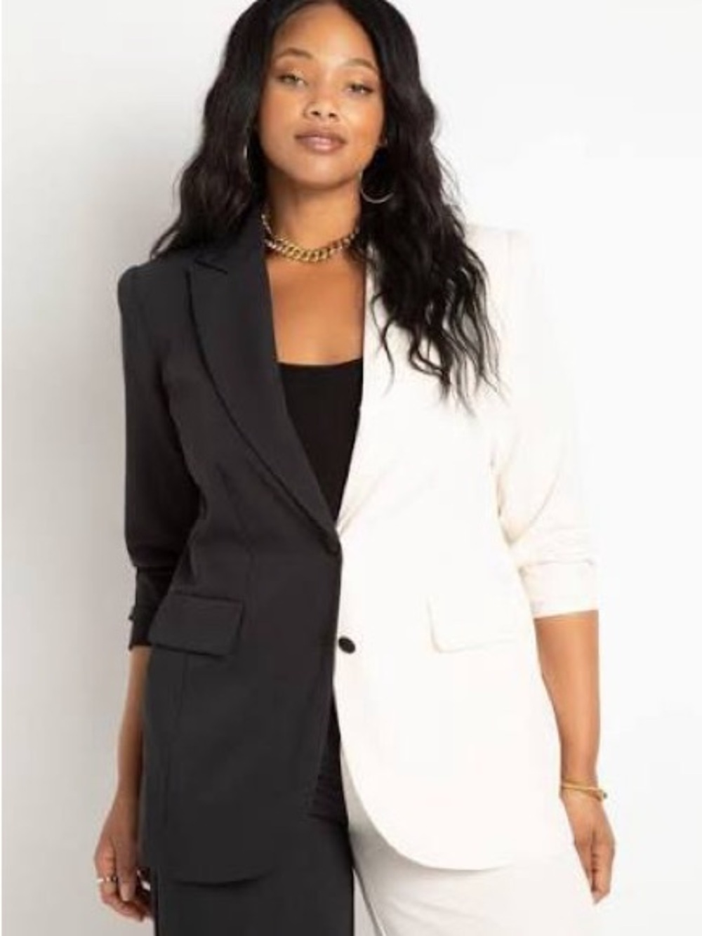 Eloquii Two-Tone Blazer Jacket - Black & Blush Pink - Picture 10 of 10